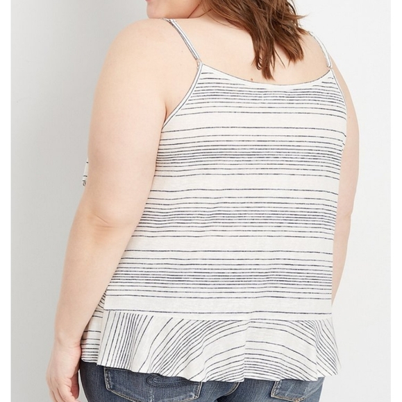 NWT Maurices White Stripe Ruffle Tank, Size 1X - Picture 2 of 7